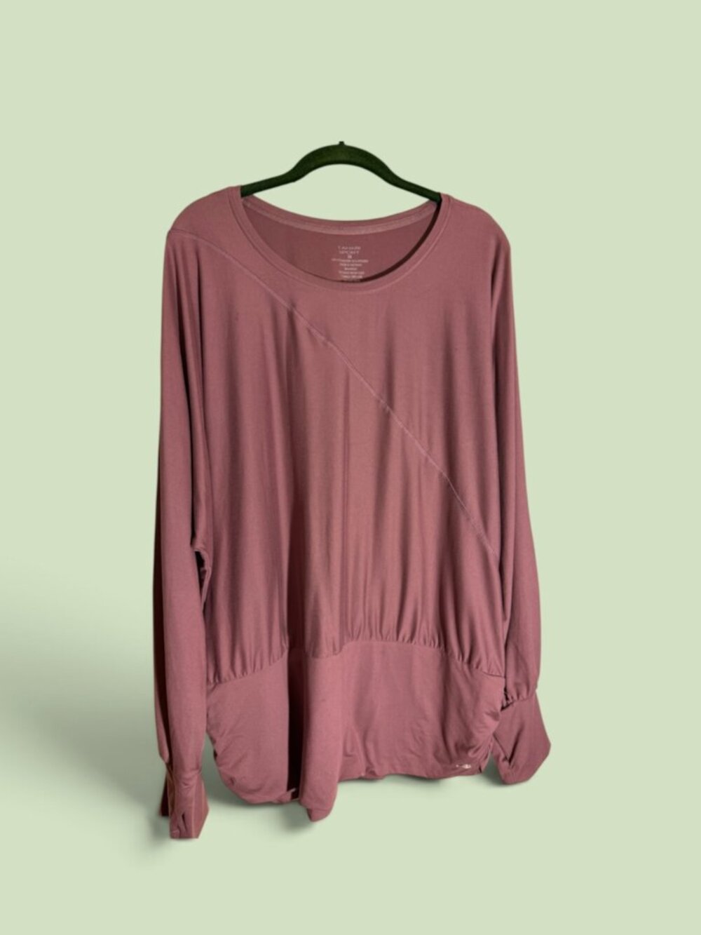 Tahari Sport Long Sleeve Rose/Mauve Long Sleeve Ruched Hem w/Thumb Holes Sz 3X